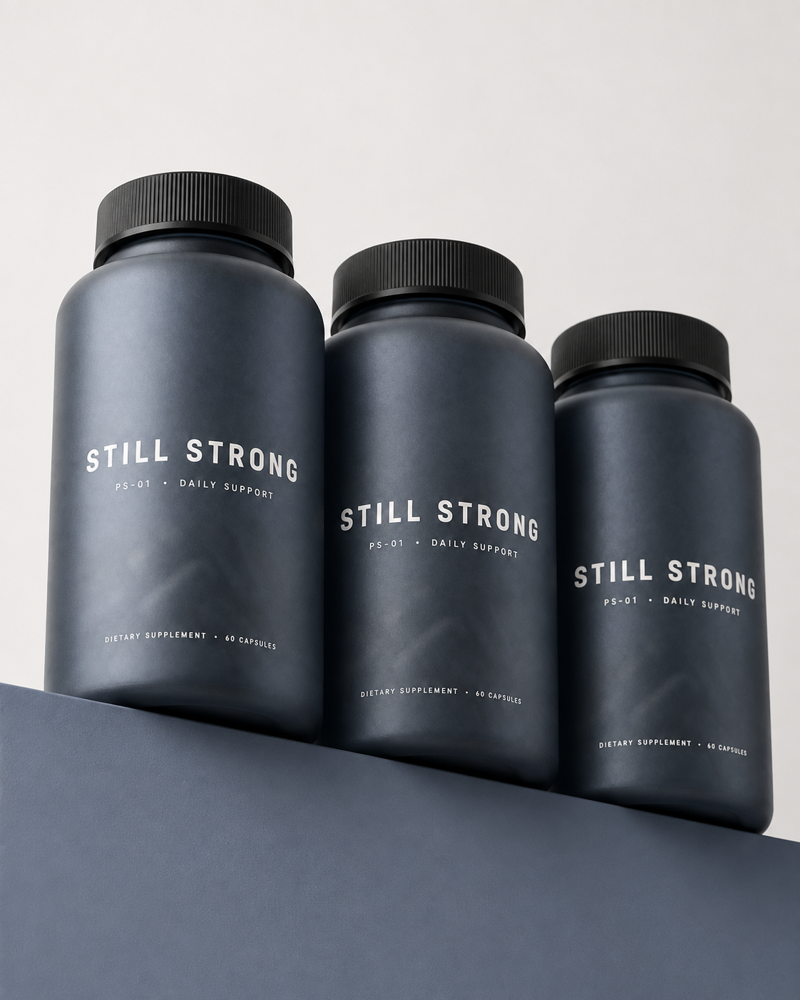 Three Still Strong bottles lined up